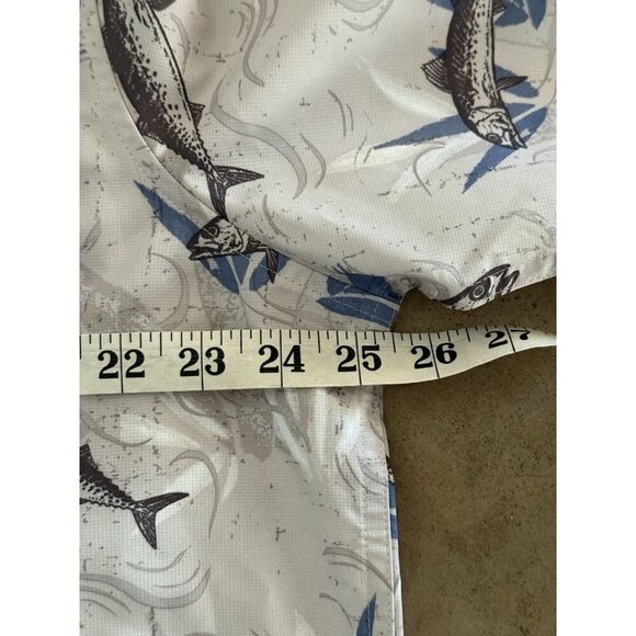 Chaps MENS SIZE LT Vented Fishing Button Shirt All Over Fish Print Beige - Picture 8 of 10